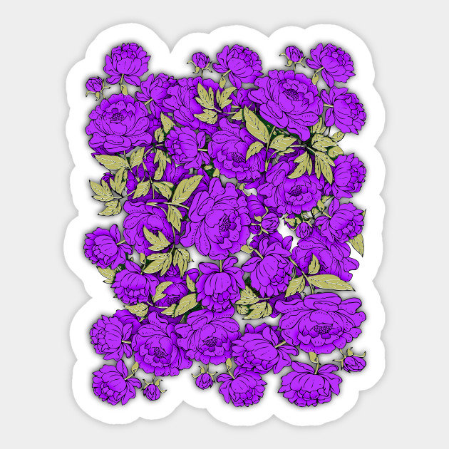 Purple Peonies with Gold Leaves